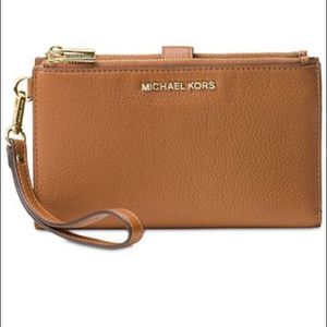 Michael Kors Double-Zip Pebble Leather Wristlet